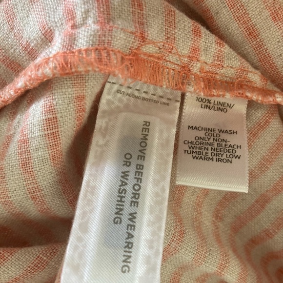 LOFT 100% linen pleated striped mini skirt spring summer pink size 2 - Picture 7 of 8